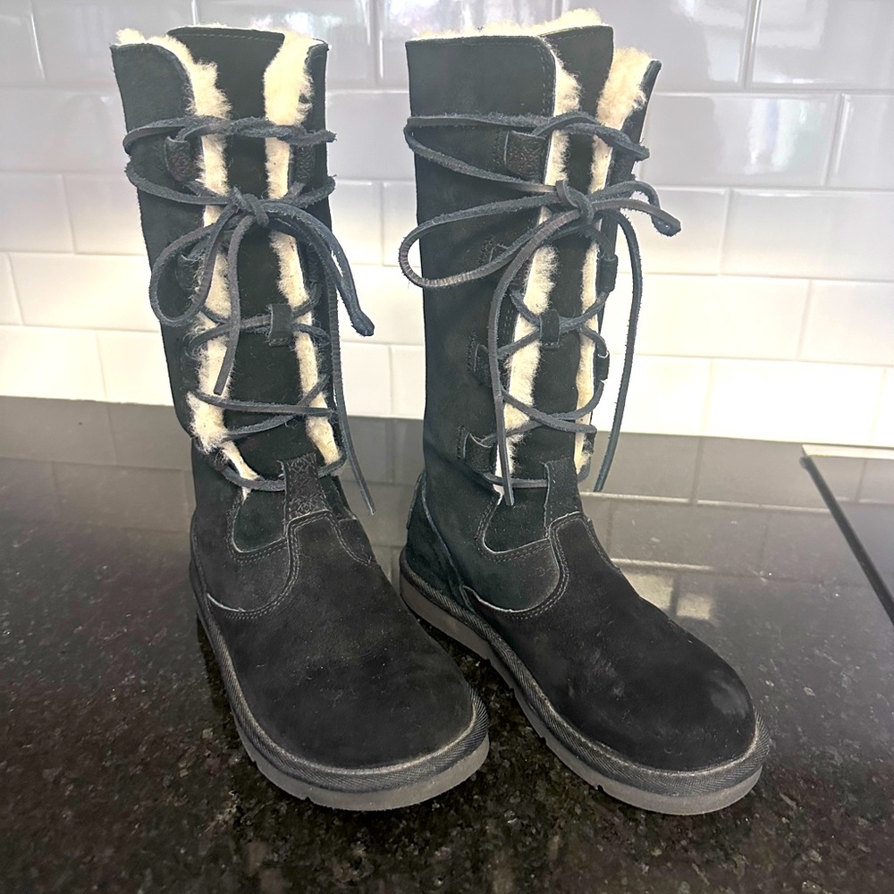 UGG Australia Black Lace Boots - Size 7